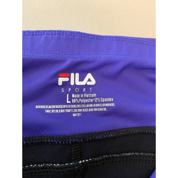 Fila Leggings Black & Purple Multicolor Accents Large - Picture 3 of 7